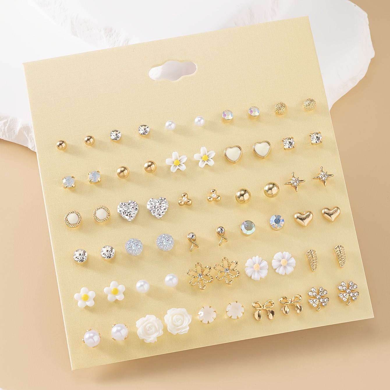 Vacation Themed Stud Earring Set Rhinestone Inlay